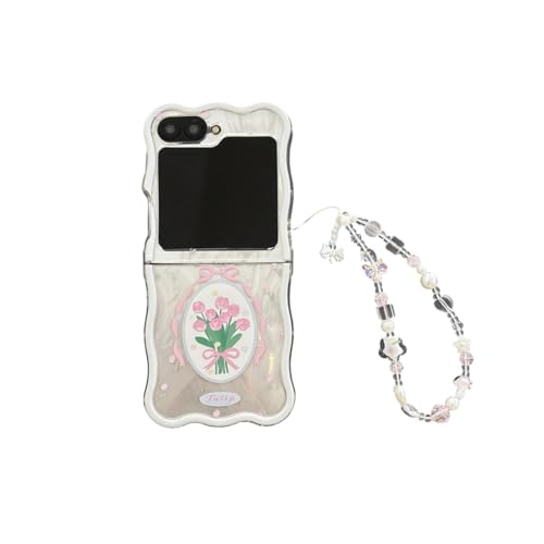 GULVQYF Schutzhülle für Samsung Galaxy Z Flip 5/6, stilvoll, stoßfest, Galaxy Z Flip6, faltbare Handy-Schutzhülle, weiche Schale für Damen und Mädchen (Z Flip 5, Tulpe) von GULVQYF
