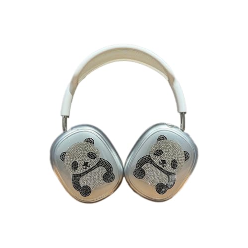 GULVQYF Transparente Kopfhörer-Hülle für AirPods Max, kreatives Tier-Design, glitzernd, Panda-Muster, stoßfest, kratzfest, Schutzhülle für Jungen und Mädchen (A) von GULVQYF