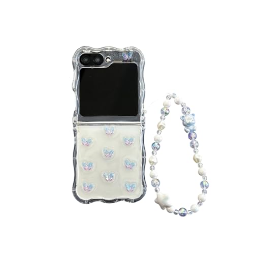 GULVQYF Transparente Schutzhülle für Samsung Galaxy Z Flip 5/6 mit Handgelenkkette, niedliches, buntes Schmetterlingsmuster, faltbar, stoßfest, Schutzhülle für Damen und Mädchen (Z Flip 5, Blau) GULVQYF Transparente Schutzhülle für Samsung Galaxy Z Flip 5/6 mit Handgelenkkette, niedliches, buntes Schmetterlingsmuster, faltbar, stoßfest, Schutzhülle für Damen und Mädchen (Z Flip 5, Blau) von GULVQYF