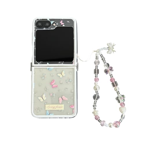 GULVQYF Weiche Schutzhülle für Galaxy Z Flip 6 mit Handgelenkkette, niedliches buntes Blumen- und Schmetterlingsmuster, faltbare Schutzhülle, stoßfeste Schutzhülle für Mädchen und Frauen GULVQYF Weiche Schutzhülle für Galaxy Z Flip 6 mit Handgelenkkette, niedliches buntes Blumen- und Schmetterlingsmuster, faltbare Schutzhülle, stoßfeste Schutzhülle für Mädchen und Frauen von GULVQYF