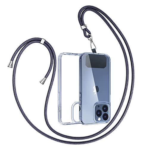 GUMO-LONG 2 in 1 Universal Handykette mit Hülle Kompatibel iPhone 13 Pro max, Transparent Schutzhülle zum Umhängeband Stoßfest iPhone 13 Pro max Case mit Kette zum Umhängen von GUMO-LONG