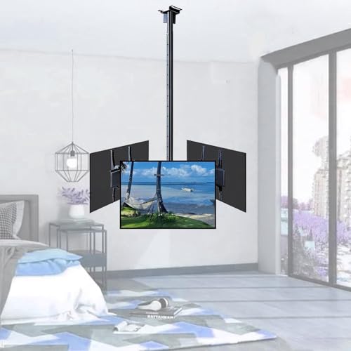 Dreiseitige TV-Deckenhalterung, TV-Wandhalterung Für Flache Und Gebogene LCD-LED-Fernseher, Höhenverstellbar, Teleskopisch, Neig- Und Schwenkbar, Hängehalterung Für 3 Bildschirme Dreiseitige TV-Deckenhalterung, TV-Wandhalterung Für Flache Und Gebogene LCD-LED-Fernseher, Höhenverstellbar, Teleskopisch, Neig- Und Schwenkbar, Hängehalterung Für 3 Bildschirme von GUODDM