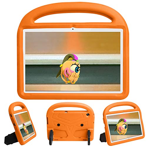 Tablet PC Hülle Tablet-Hülle für Huawei T5 10,1 Zoll Silikonhülle für Kinder, für Kinder, stoßfest, leicht, sturzsicher, Stand-Tablet-Hülle, mit Griff und Ständer, Tablet-Rückseite (Farbe: Orange) von GUODONG