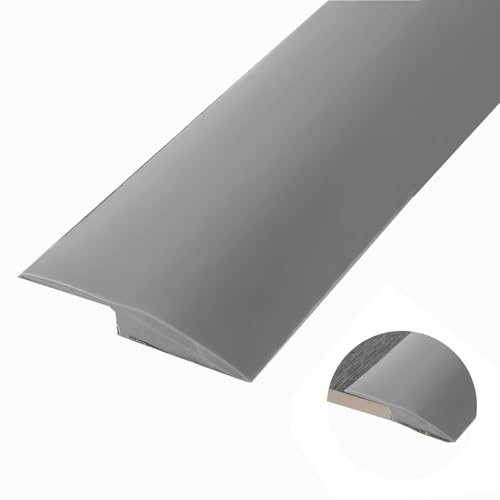 Selbstklebend Schwellenstreifen 1.0/2.0/3.0 m, Vinyl Wasserdicht Abdeckleiste, Boden&Teppich Laminat ÜBergangsprofil für SchwellenüBergänge von 3.0/5.0 mm HöHe(Gray,5.0mm x 2.0m) von GUOGLZ