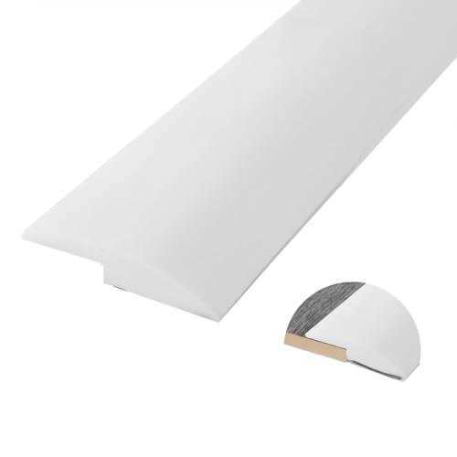 Selbstklebend Schwellenstreifen 1.0/2.0/3.0 m, Vinyl Wasserdicht Abdeckleiste, Boden&Teppich Laminat ÜBergangsprofil für SchwellenüBergänge von 3.0/5.0 mm HöHe(White,5.0mm x 3.0m) von GUOGLZ