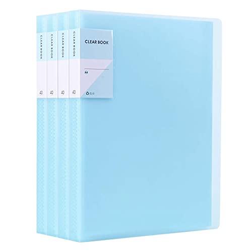 GUOKOFF A4 Sichtbuch (Blau, 4 Stück), Präsentationsbuch mit 40 Klarsichthüllen, A4 Display Folder, Projektordner Präsentationsordner, Präsentations-Schnellhefter, Präsentationsmappen von GUOKOFF