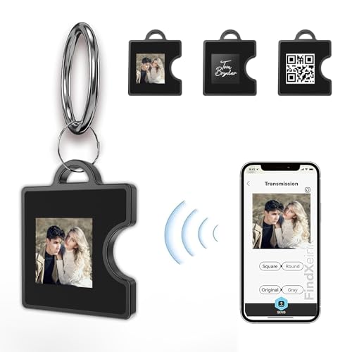 GUOMIS E-Ink-Bildschirm, Smart Tag, Air Tracker kompatibel mit Apple Find My (nur iOS), DIY-Foto, geeignet für Schlüsselanhänger, Gepäck, Rucksäcke, Senioren, Tracker für Kinder und Haustiere, die von GUOMIS