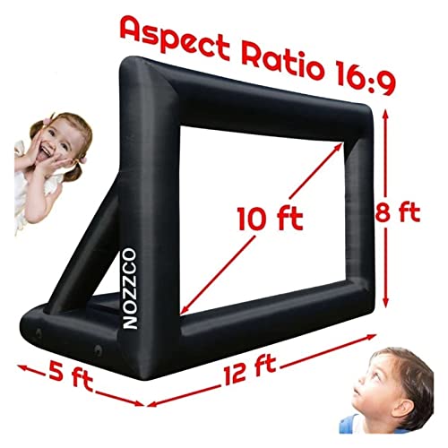 Bildschirmprojektor, 8ft 10ft 16ft Aufblasbare Outdoor-Projektor-Filme-Bildschirm mit 12V ruhiger Sicherheitslüfter und tragbar for Themen-Party-Celerbration,Mehrszenennutzung(10ft) von GUOPIN