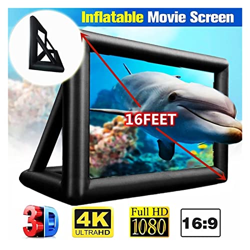 Bildschirmprojektor, 8ft 10ft 16ft Aufblasbare Outdoor-Projektor-Filme-Bildschirm mit 12V ruhiger Sicherheitslüfter und tragbar for Themen-Party-Celerbration,Mehrszenennutzung(16ft) von GUOPIN