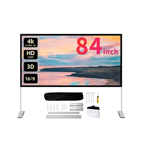 Bildschirmprojektor, Projector Protective Outdoor 84-Zoll-tragbarer Faltbarer Bildschirm 16: 9 Home KTV Büro 3D HD. Shreds-Projektionsbildschirm,Mehrszenennutzung von GUOPIN