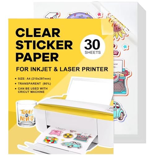 Stickerpapier Papier Zum Bedrucke 30Stk A4 Bedruckbare Klebefolie Transparent Vinyl Sticker Papier Selbstklebend Für Laserdrucker Tintenstrahldrucker Schnell Trocknen 21 x 29,7 cm Stickerpapier Papier Zum Bedrucke 30Stk A4 Bedruckbare Klebefolie Transparent Vinyl Sticker Papier Selbstklebend Für Laserdrucker Tintenstrahldrucker Schnell Trocknen 21 x 29,7 cm von GUOSIYAO