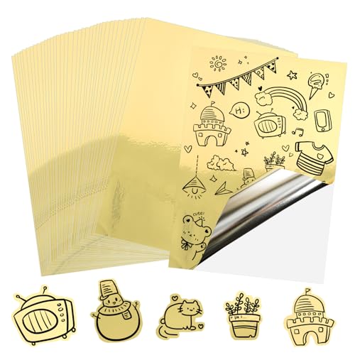 Stickerpapier Papier Zum Bedrucke 30Stk A4 Wasserdicht Bedruckbare Klebefolie holografische Gold Vinyl Sticker Papier Selbstklebend Für Laserdrucker Tintenstrahldrucker Schnell Trocknen 21x29,7cm von GUOSIYAO