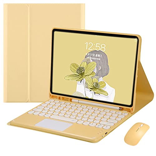 GUPENAA Gelb, Tastatur Hülle für iPad Pro 13-Zoll (M4) 2024 mit Touchpad, Integrierter Bleistifthalter, Magnetische Abnehmbare Kabellose Bluetooth-Tastatur mit Maus von GUPENAA