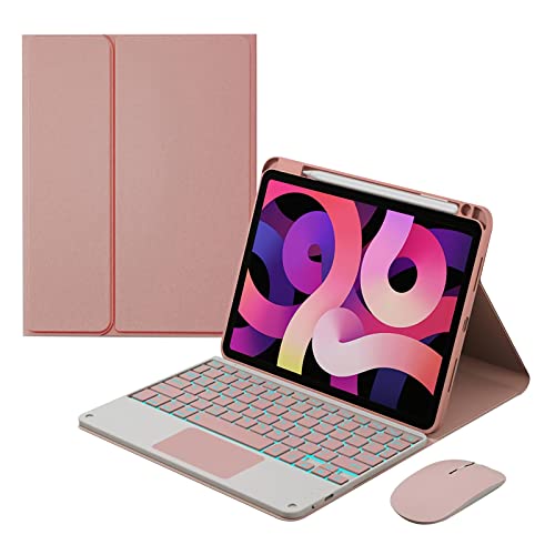 GUPENAA Tastatur Hülle für Huawei MatePad 10.4, 7 Farbige Beleuchtung, Magnetisch Abnehmbarer Tastatur mit Stifthalter und Touchpad,Rosa von GUPENAA
