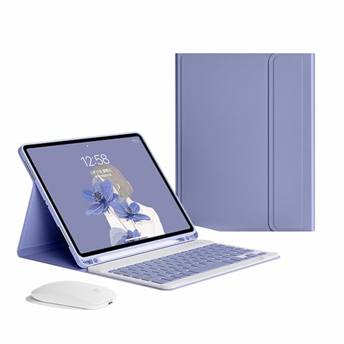 GUPENAA Tastatur Hülle für Samsung Galaxy Tab S8 Plus/S8+/S7 FE/S7+/S7 Plus 12.4'' Schlanke Leichte Standabdeckung mit Magnetisch Abnehmbarer Kabelloser Bluetooth-Tastatur,Lila von GUPENAA