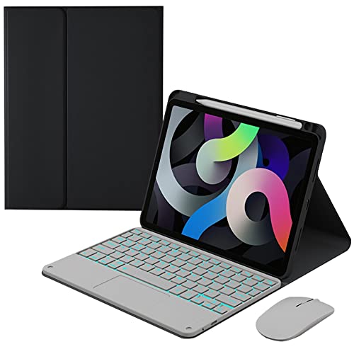 GUPENAA Tastatur-Hülle für iPad Air 5./4. Generation 10,9 Zoll, Pro 11, 4., 3., 2., 1. Generation [7 Farben Hintergrundbeleuchtung] [integrierter Stifthalter] magnetische, abnehmbare kabellose Bluetooth-Tastatur mit Touchpad, schwarz 1 von GUPENAA