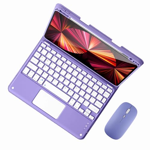 GUPENAA Tastatur Hülle für iPad Mini 6. Generation 8,3 Zoll 2021 mit Touchpad, Integrierter Bleistifthalter, Magnetische Abnehmbare Kabellose Bluetooth-Tastatur mit Maus,Lila von GUPENAA