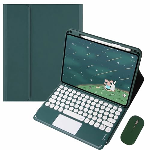 GUPENAA Tastatur Hülle für iPad Pro 13-Zoll (M4) 2024 mit Touchpad, Integrierter Bleistifthalter, Magnetische Abnehmbare Kabellose Bluetooth-Tastatur mit Maus,Green 2 von GUPENAA