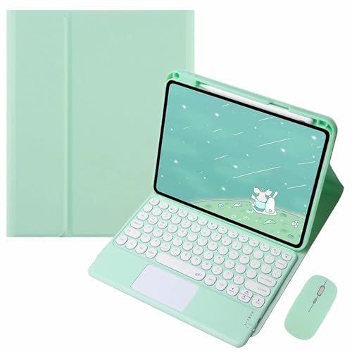 GUPENAA Tastatur Hülle für iPad Pro 13-Zoll (M4) 2024 mit Touchpad, Integrierter Bleistifthalter, Magnetische Abnehmbare Kabellose Bluetooth-Tastatur mit Maus,Mint Green 2 von GUPENAA