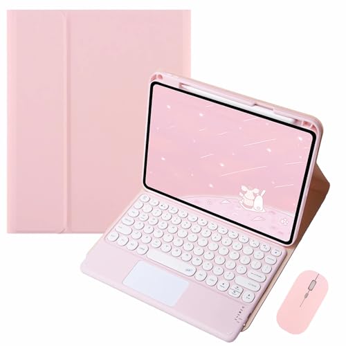 GUPENAA Tastatur Hülle für iPad Pro 13-Zoll (M4) 2024 mit Touchpad, Integrierter Bleistifthalter, Magnetische Abnehmbare Kabellose Bluetooth-Tastatur mit Maus,Pink 2 von GUPENAA