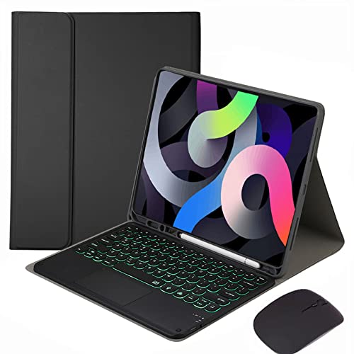 GUPENAA Tastaturhülle für iPad 10,2 Zoll 9./8./7. Generation/Air 3/Pro 10,5 Zoll [7 Farben Hintergrundbeleuchtung] [integrierter Stifthalter] Magnetische abnehmbare kabellose Bluetooth-Tastatur mit Touchpad von GUPENAA