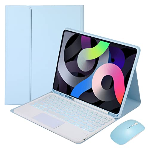 GUPENAA Tastaturhülle für iPad 10,2 Zoll 9./8./7. Generation/Air 3/Pro 10,5 Zoll [7 Farben Hintergrundbeleuchtung] [integrierter Stifthalter] Magnetische abnehmbare kabellose Bluetooth-Tastatur mit Touchpad, Blau von GUPENAA