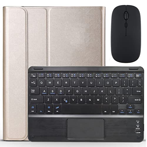 GUPENAA Tastaturhülle für iPad 10,2 Zoll 9./8./7. Generation/Air 3rd Gen/Pro 10,5 Zoll, [integrierter Stifthalter] Magnetische abnehmbare kabellose Bluetooth-Tastatur mit Touchpad, Gold von GUPENAA