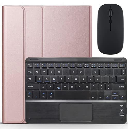 GUPENAA Tastaturhülle für iPad 10. Generation 10 Zoll 2022, [Integrierter Stifthalter] Magnetische, abnehmbare kabellose Bluetooth-Tastatur mit TouchPad, Roségold von GUPENAA