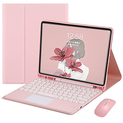GUPENAA Tastaturhülle für iPad 10. Generation 10 Zoll 2022, Multi-Touch Trackpad, magnetische abnehmbare kabellose Tastatur mit Stifthalter, rosa von GUPENAA