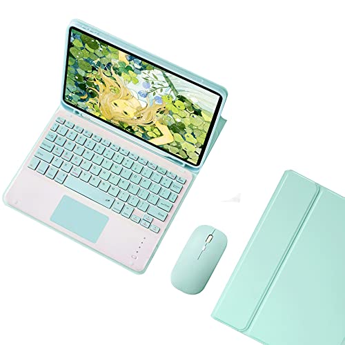 GUPENAA Tastaturhülle für iPad Pro 12,9 Zoll 6., 5., 4., 3. Generation 2022/2021/2020/2018, abnehmbare magnetische Trackpad-Tastatur mit Stifthalter und Bluetooth-Maus, Grün von GUPENAA