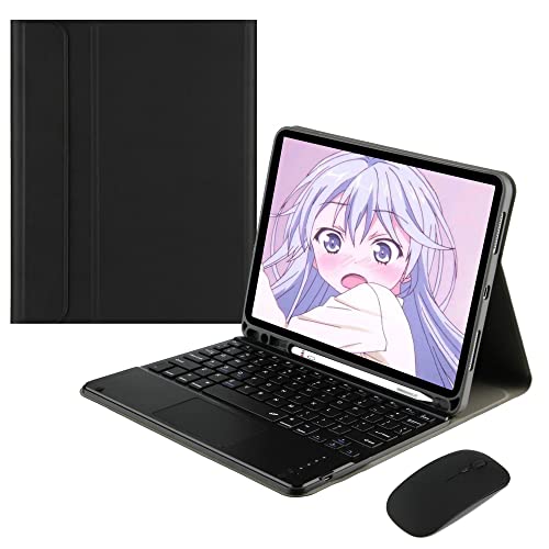 GUPENAA Tastaturhülle für iPad Pro 12,9 Zoll 6., 5., 4., 3. Generation 2022/2021/2020/2018, abnehmbare magnetische Trackpad-Tastatur mit Stifthalter und Bluetooth-Maus, Schwarz von GUPENAA
