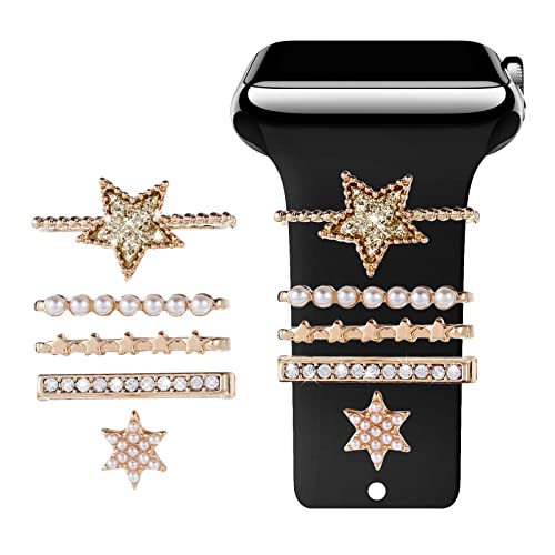 Smart Watch Band Charms Bling Dekorative Ring Loops Charms Kompatibel mit Apple Watch Silikonbänder Charms 45 mm 44 mm 42 mm 41 mm 40 mm 38 mm Serie 8 7 6 5 4 3 2 1 Armband Metall Diamant Charms von GURAVI