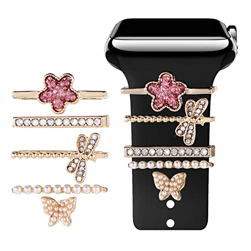 Smartwatch-Armband-Charms, glitzernd, dekorative Ringschlaufen, kompatibel mit Apple Watch, Silikonarmbänder, Charms, 45 mm, 44 mm, 42 mm, 41 mm, 40 mm, 38 mm, Serie 8, 7, 6, 5, 4, 3, 2, 1, Armband, von GURAVI