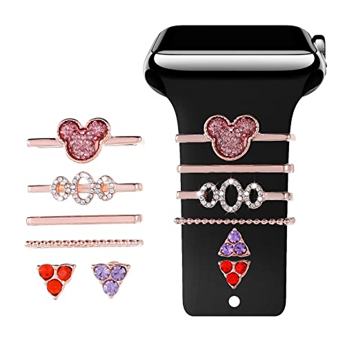 Smartwatch-Armband-Charms, glitzernd, dekorative Ringschlaufen, kompatibel mit Apple Watch, Silikonarmbänder, Charms, 45 mm, 44 mm, 42 mm, 41 mm, 40 mm, 38 mm, Serie 8, 7, 6, 5, 4, 3, 2, 1, Armband, von GURAVI