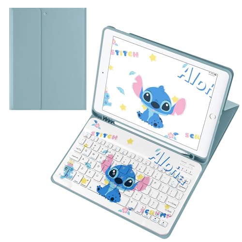GUREEIO iPad-Tastaturhülle 25,9 cm (10,2 Zoll), 2021/2020/2019, iPad-Seite 9/8/7. Generation, niedliches Cartoon-Druckmuster, kabellos, magnetisch, abnehmbare Tastatur mit integriertem Stifthalter, von GUREEIO