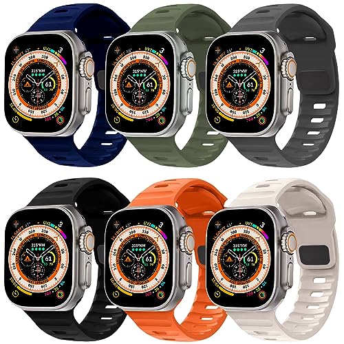 6 Stück Sport Armbänder Kompatibel mit Apple Watch Armband 40mm 38mm 41mm für Damen Herren, Weich Silikon Ersatzarmband für iWatch Ultra SE Series 8 7 6 5 4 3 2 1 von GURINA