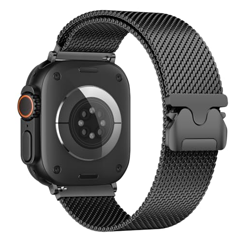 Metall Armband Kompatibel mit Apple Watch Armband 45mm 44mm 46mm 49mm 42mm für Damen Herren, Edelstahl Sport Loop Magnetisch Armbänder für iWatch Ultra 2 SE Series 10 9 8 7 6 5 4 3 2 1 von GURINA