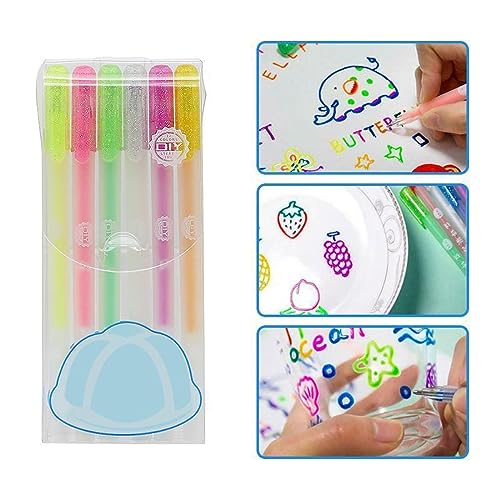 6 Stück 3D-Gelee-Stift, 3D Jelly Pen Set, 3D Glossy Jelly Pens, Farbige Gelstifte, Gel-Tintenstifte, 3D Jelly Ink Pens für DIY Malerei Zeichnung Färbung, geeignet auf Glas, Kunststoff (A) von GUSHE