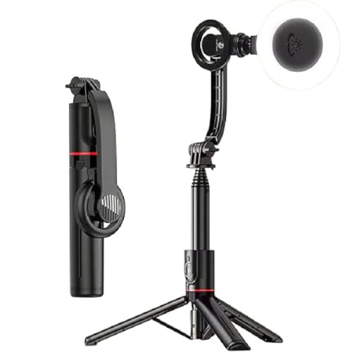 Adolapro Magnetic Selfie Tripod,Adolapro Magnetisches Selfie Stativ,Magnetic Smartphone Selfie Tripod,360° Drehbar Selfie Stick Stativ,Erweiterbar Handy-Stativ mit Bluetooth-Fernbedienung (Licht) von GUSHE