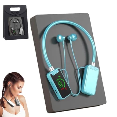Foihletpath Sports Karaoke Bluetooth Earphones, Kabellose Soundkarte Live-Streaming-Kopfhörer, wasserdichte Drahtlose Soundkarte Live-Übertragung und Audiobearbeitung Kopfhörer mit Anzeige (Blau) von GUSHE