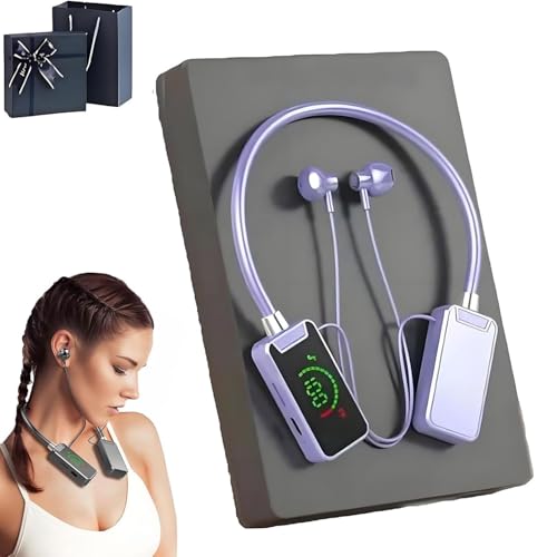 Foihletpath Sports Karaoke Bluetooth Earphones, Kabellose Soundkarte Live-Streaming-Kopfhörer, wasserdichte Drahtlose Soundkarte Live-Übertragung und Audiobearbeitung Kopfhörer mit Anzeige (Lila) von GUSHE