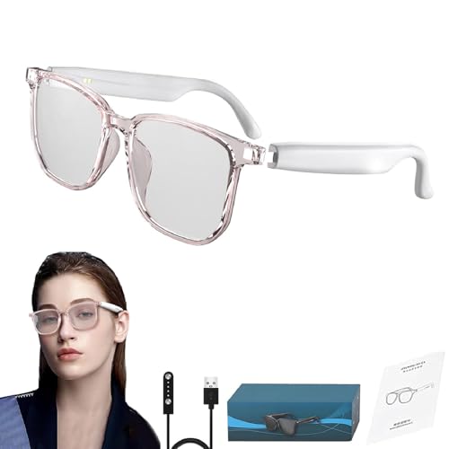 Lenskey AI Translation Glasses, Lenskey Übersetzerbrille Pro 1, Intelligente Sprachübersetzer-Brille, 75-Sprachen-Übersetzergerät-Smart-Bluetooth-Brille, Unterstützt Musik, Telefonanrufe (Weiß) von GUSHE