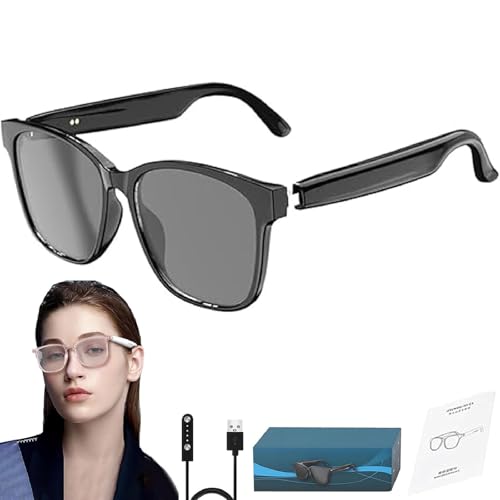 Lenskey AI Translation Glasses, Lenskey Übersetzerbrille Pro 1, Intelligente Sprachübersetzer-Brille, 75-Sprachen-Übersetzergerät-Smart-Bluetooth-Brille, Unterstützt Musik, Telefonanrufe (Schwarz) von GUSHE