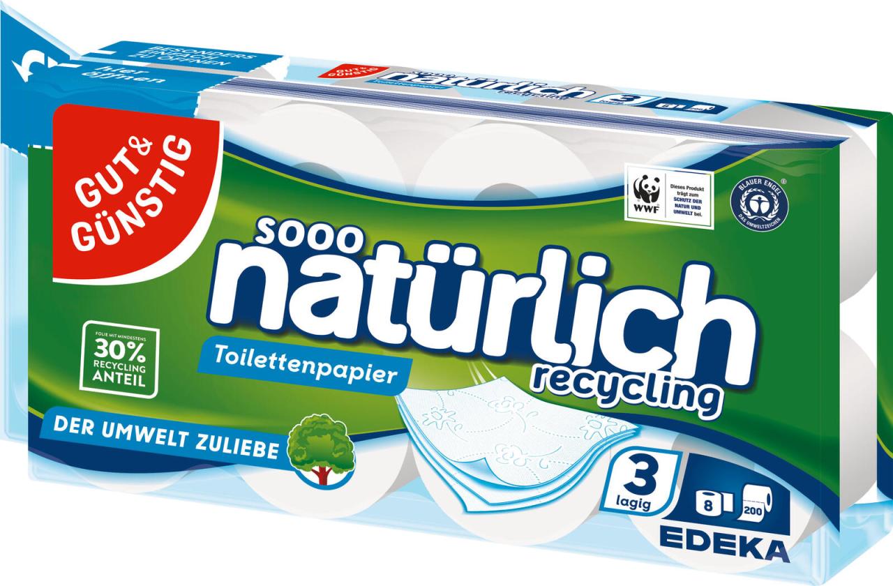 G&G Toilettenpa. Recy.8x200BL von GUT&GÜNSTIG