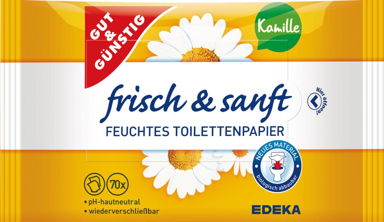 GUT&GÜNSTIG Feuchtes Toilettenpapier frisch & sanft 1-lagig GUT&GÜNSTIG Feuchtes Toilettenpapier frisch & sanft 1-lagig von GUT&GÜNSTIG