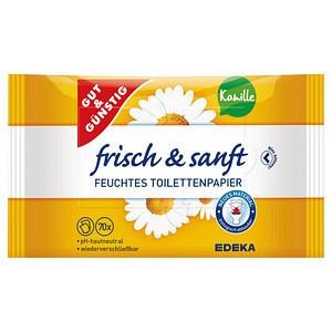 GUT&GÜNSTIG Feuchtes Toilettenpapier frisch & sanft Kamille 1-lagig, 2x 70 Tücher von GUT&GÜNSTIG