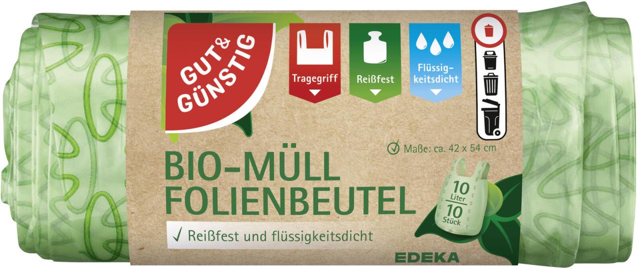 GUT&GÜNSTIG Müllbeutel G&G Folienmüllbeutel 10l 10ST 10,0 l grün von GUT&GÜNSTIG