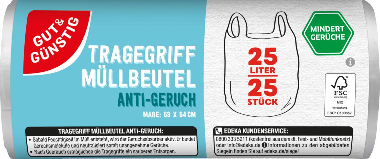 GUT&GÜNSTIG Müllbeutel G&G Müllbe. Anti-Ger.25l 25ST 25,0 l transparent von GUT&GÜNSTIG