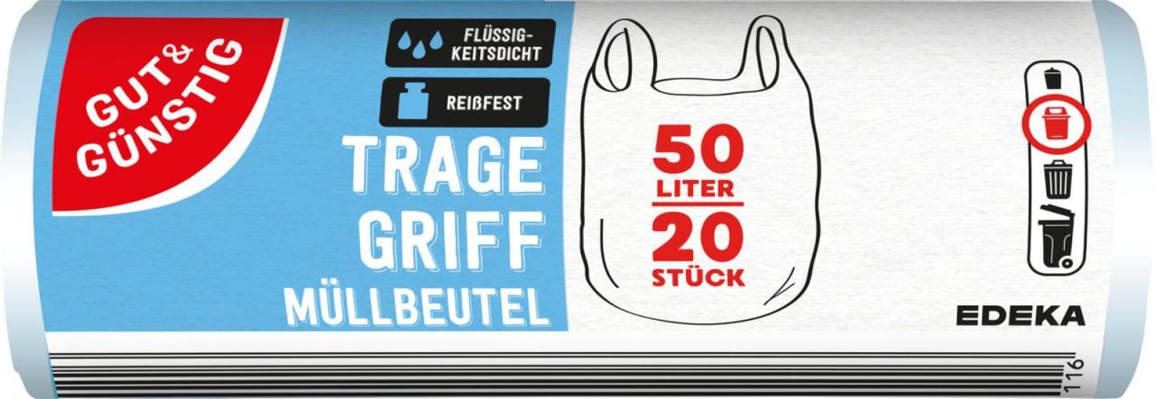 GUT&GÜNSTIG Müllbeutel G&G Müllbeutel 50l 20ST 50,0 l transparent von GUT&GÜNSTIG