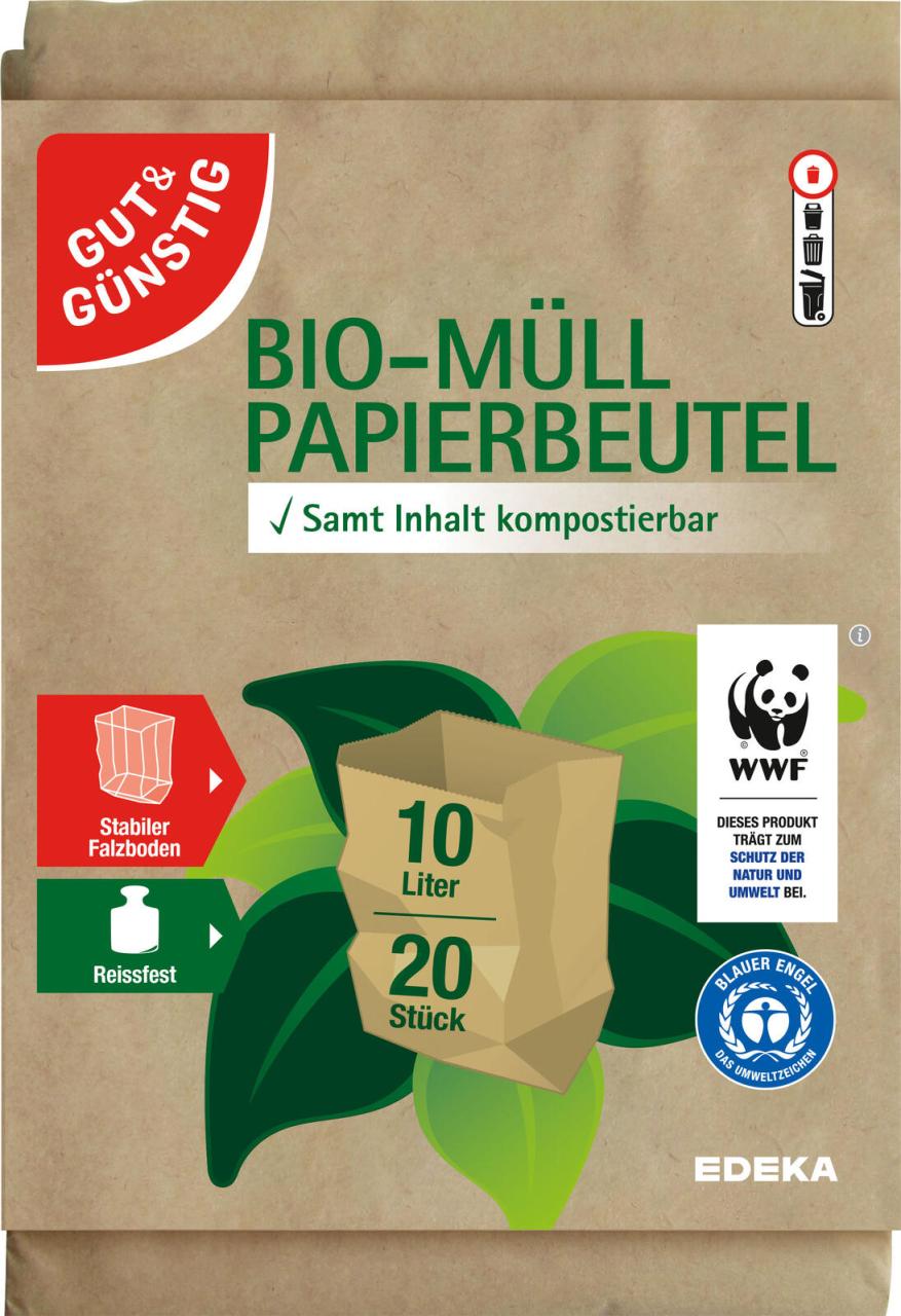GUT&GÜNSTIG Müllbeutel G&G Müllbeutel Papier 10l 20ST 10,0 l braun von GUT&GÜNSTIG